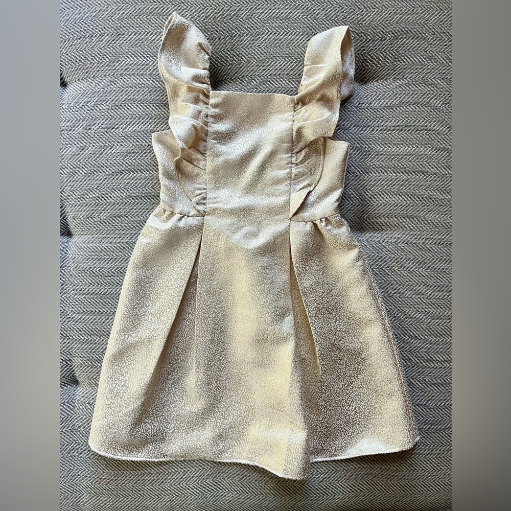 Janie and Jack Girls Dress Size 8 Gold Special Occasion Lined